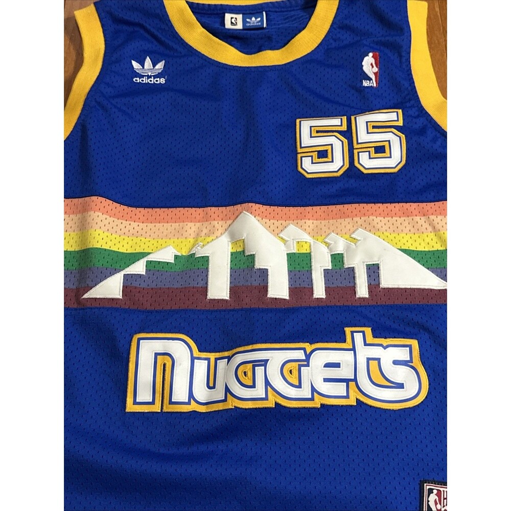 Denver Nuggets Basketball Jersey Mens Large NBA Dikembe Mutombo 55 Adidas - - Picture 2 of 8